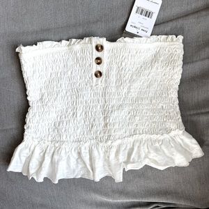 NWT Free People Ivory Smocked Tube Top, Small